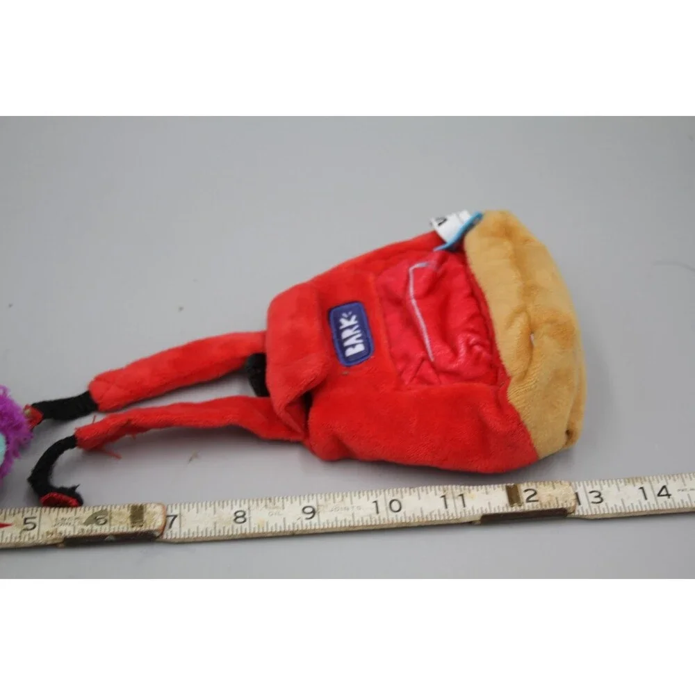 Barkbox Lot of 2 Dog Toys Backpack and Purple Monster Foot Slipper Crinkle Squea